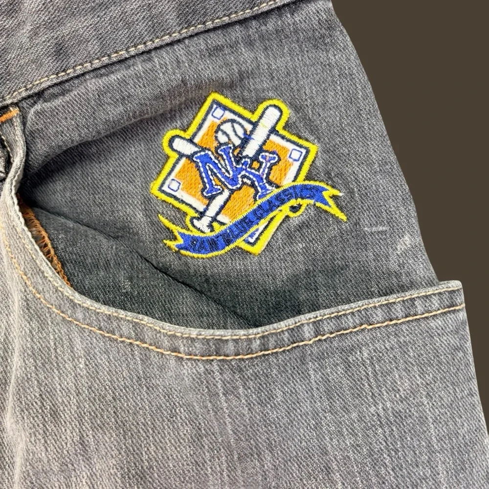 Raw‎ Blue First Team Baggy Jeans 38x34 Blue Vintage Y2K Hip Hop Denim